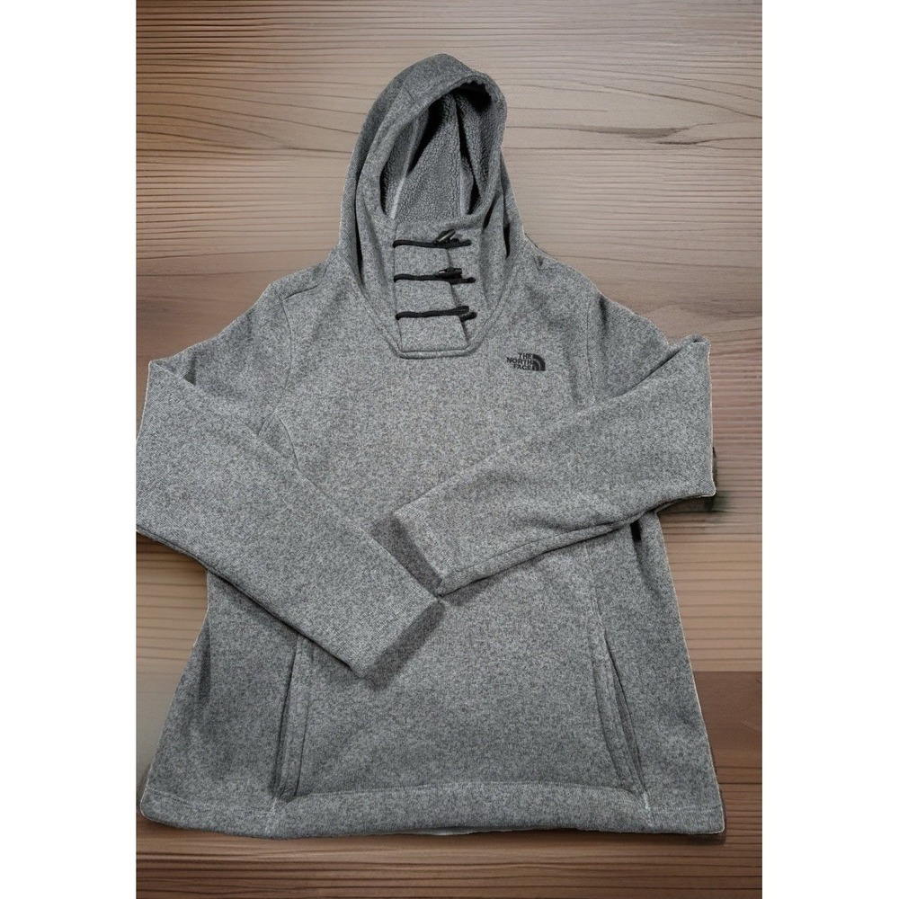 The North Face Crescent Hoodie Womens XL Gray Fleece Toggle Pullover Sweater